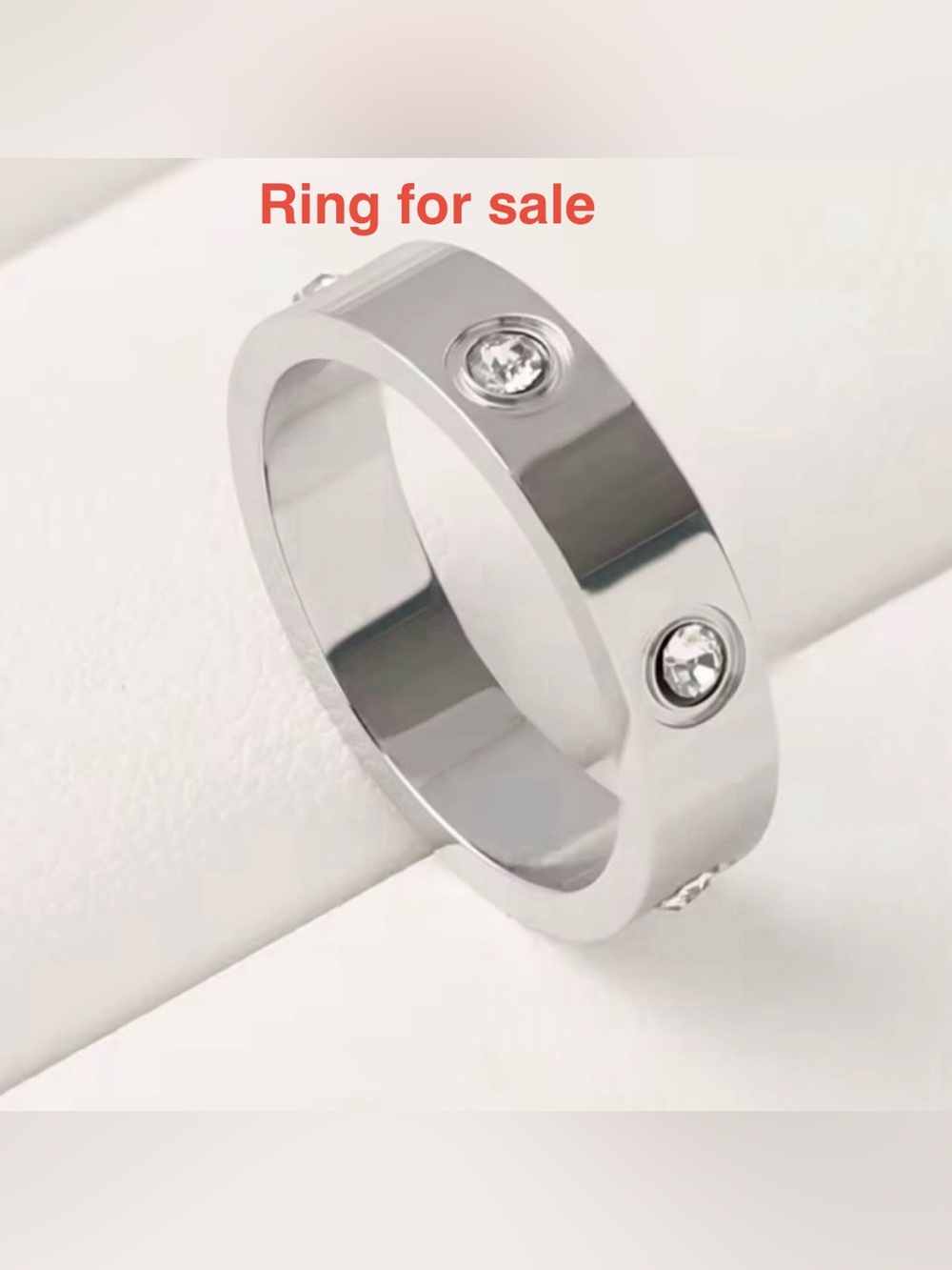 Stampd Love Silver Ring with Crystal Details